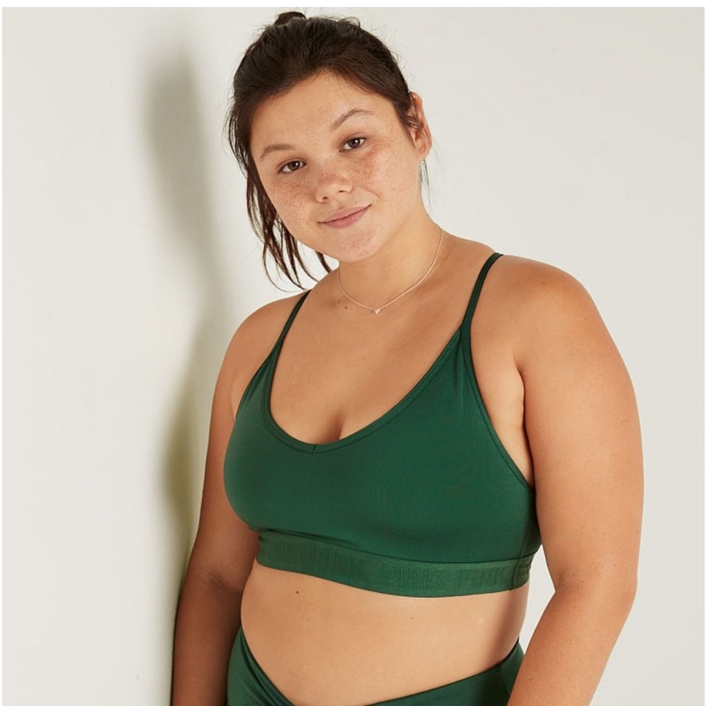 Pink Victorias Secret brand new sports bra, satin green xs lightly lined